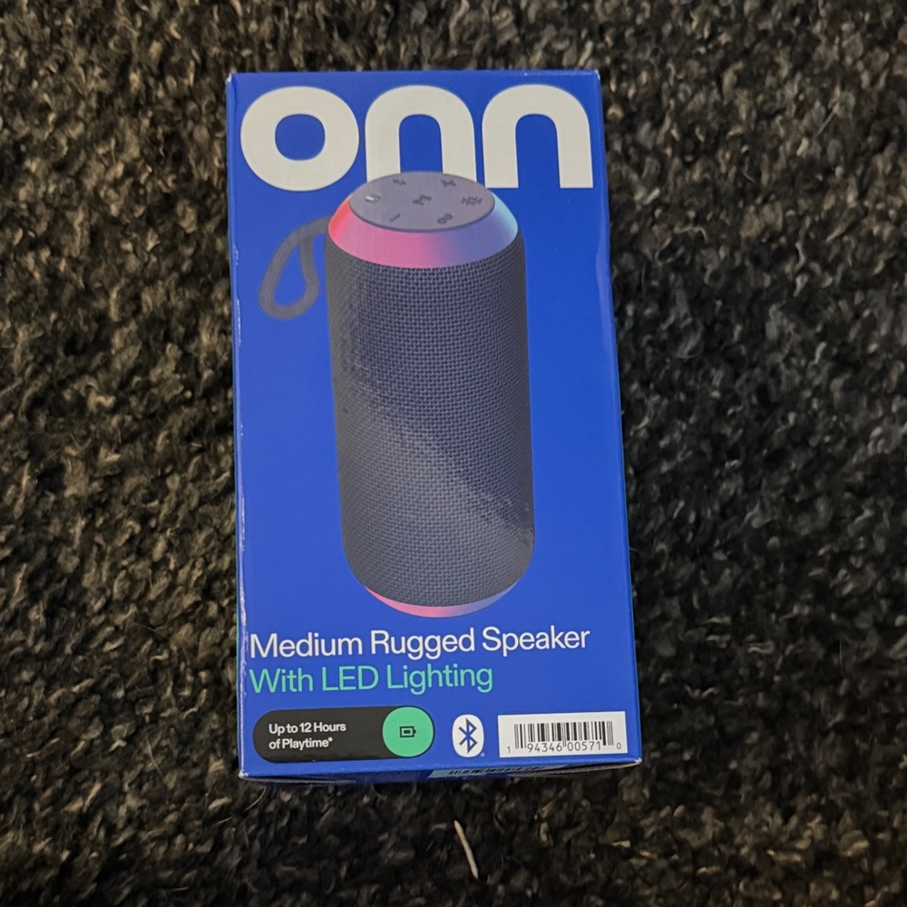 Onn NEW IN BOX Medium Rugged Speaker with LED Lighting - NEVER OPENED 12 hours